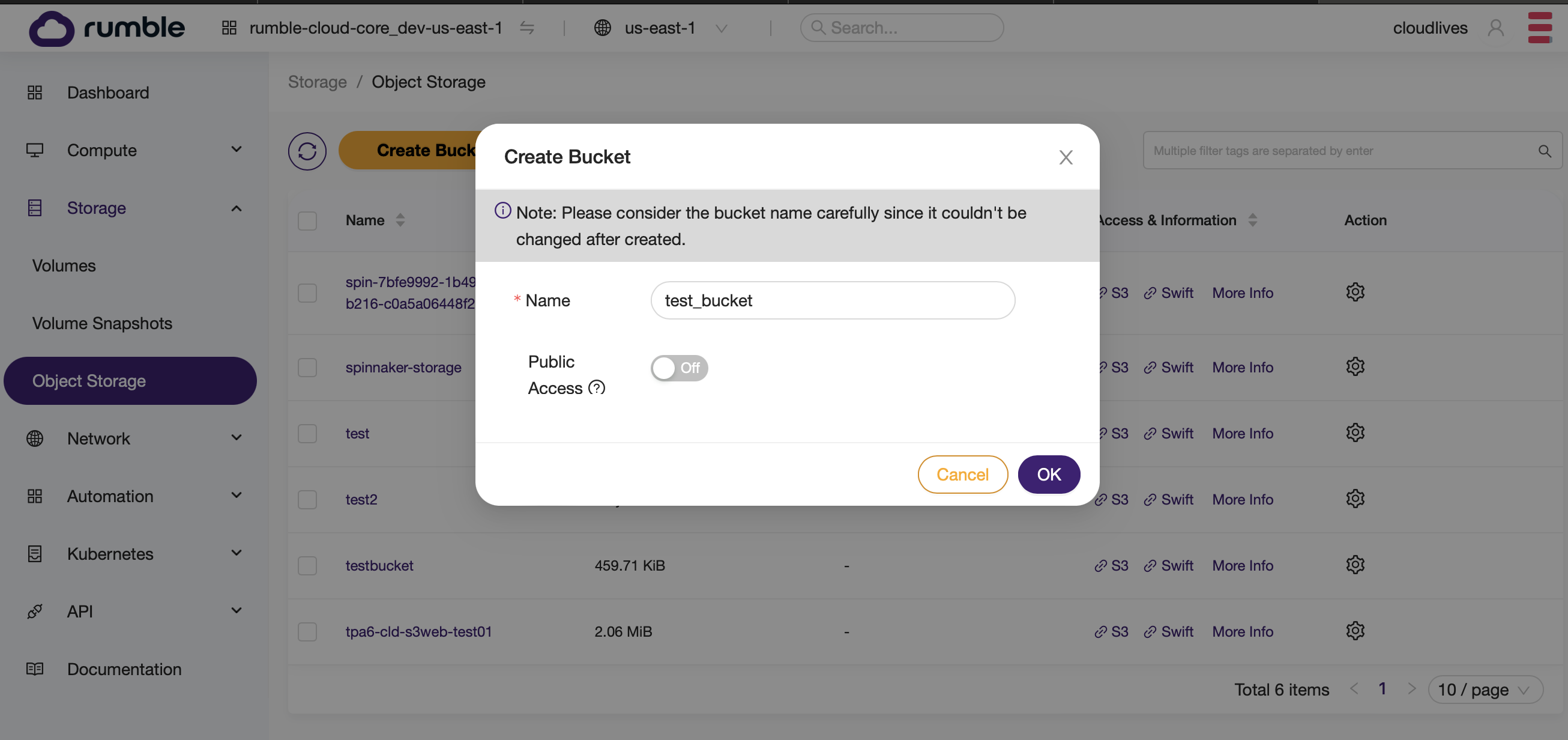 create a bucket