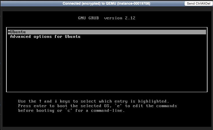 GRUB Boot menu